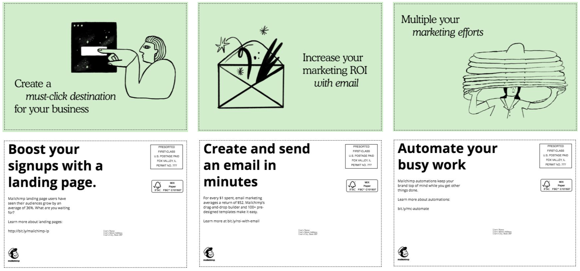 Mailchimp Marketing Campaign with Postcards made with Mailchimp